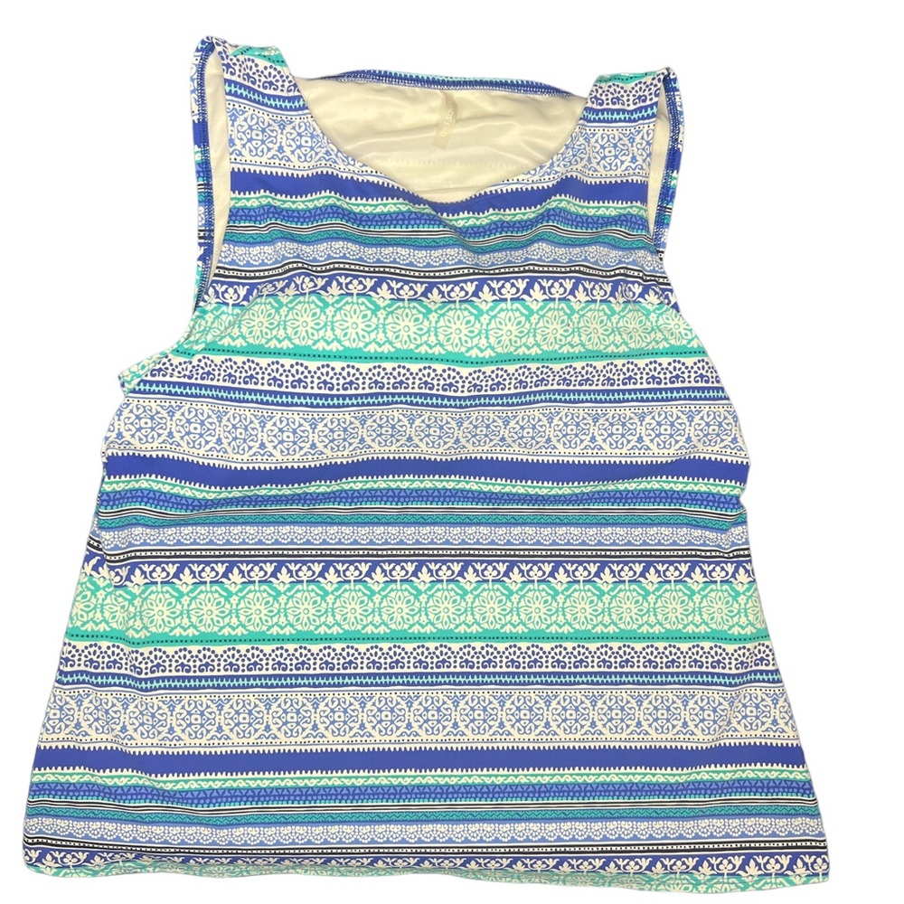 LANDS END SWIMSUIT WEAR WHITE WITH BLUE SHADES 16W.